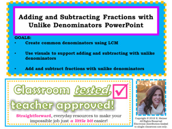 Preview of Adding and Subtracting Fractions with Unlike Denominators - 3 Day Lesson