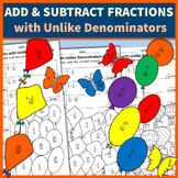 Preview of Adding & Subtracting Fractions with Unlike Denominators Color by Number No Prep