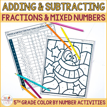 Preview of Adding and Subtracting Fractions Unlike Denominators Worksheets 5.NF.1 5.NF.2