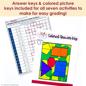 adding and subtracting fractions with unlike denominators coloring