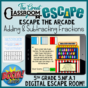 Preview of Adding and Subtracting Fractions with Unlike Denominators Digital Boom Cards™