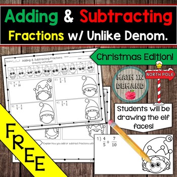 adding and subtracting fractions with unlike denominators drawing activity