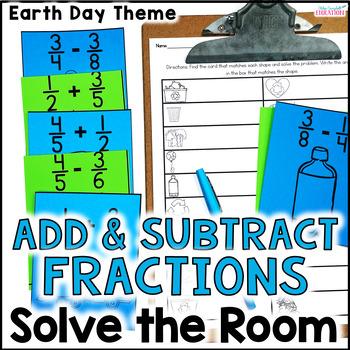 Preview of Adding and Subtracting Fractions with Unlike Denominators - Earth Day