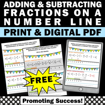 Preview of FREE Adding and Subtracting Fractions with Unlike Denominators Worksheets Steps