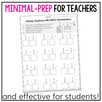 adding and subtracting fractions with unlike denominators worksheets