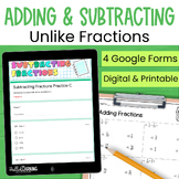 Adding and Subtracting Fractions with Unlike Denominators for Google Forms™