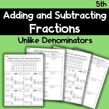 Preview of Adding and Subtracting Fractions with Unlike Denominators using LCD 5th Grade