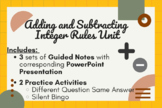 Adding and Subtracting Integer Rules Unit | PowerPoints, G
