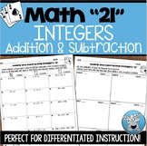ADDING AND SUBTRACTING INTEGERS "21" FREEBIE!