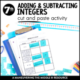 Adding and Subtracting Integers Activity | Integer Number 