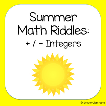 Preview of Summer Adding and Subtracting Integers Math Riddles