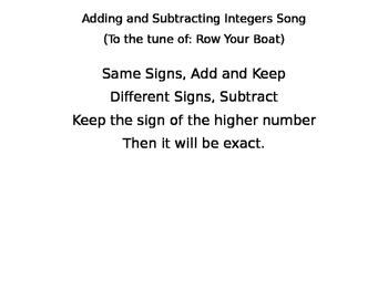 adding and subtracting integers song