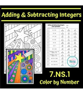 Preview of Adding and Subtracting Integers | 7.NS.1 | Color by number | Worksheet
