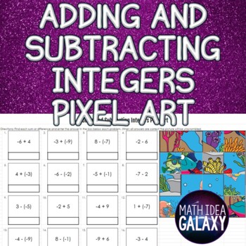 Preview of Adding and Subtracting Integers Activity (Pixel Art)