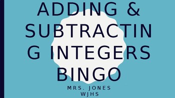 Preview of Adding and Subtracting Integers BINGO