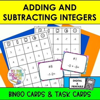 Preview of Adding & Subtracting Integers Bingo Game Task Card Activity