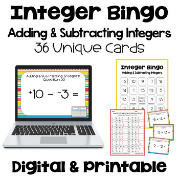 Preview of Adding and Subtracting Integers Bingo | Digital and Printable Options