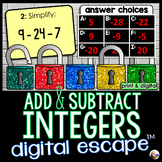 Adding and Subtracting Integers Digital Math Escape Room Activity