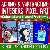 Adding and Subtracting Integers Digital Pixel Art | Word P