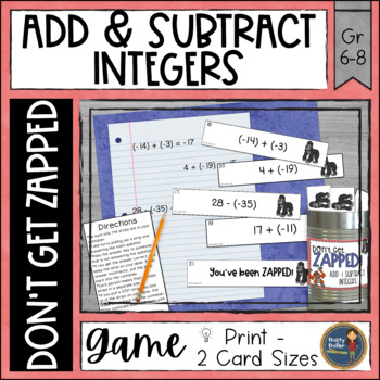 Preview of Adding and Subtracting Integers Don't Get ZAPPED Partner Math Game - Math Center