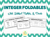 Integer Foldables for Add, Subtract, Multiply, and Divide