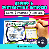 Adding and Subtracting Integers Guided Notes & Doodles | C