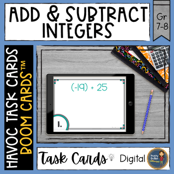 Preview of Adding and Subtracting Integers Havoc Boom Cards™ Digital Task Cards