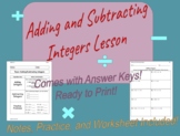 Adding and Subtracting Integers Lesson