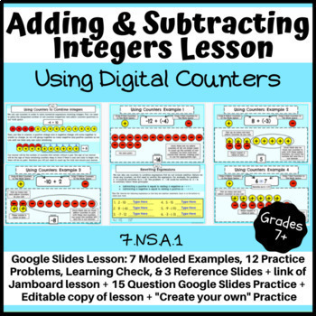 Preview of Adding and Subtracting Integers Lesson: Digital Counters 