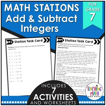 Preview of Adding and Subtracting Integers Math Stations