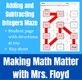 Adding and Subtracting Integers Maze