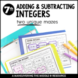 Adding and Subtracting Integers Maze Activity | Positive &