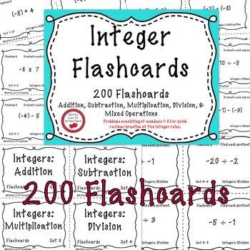 Preview of Adding and Subtracting Integers Multiplying and Dividing Integers Flashcards