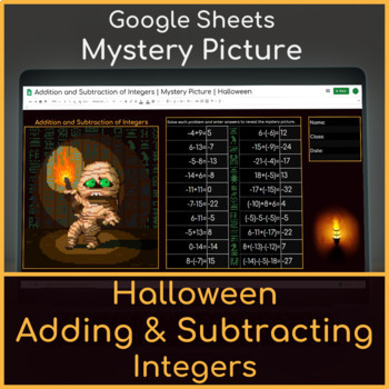 Preview of Adding and Subtracting Integers | Mystery Picture Halloween