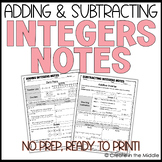 Adding and Subtracting Integers Notes (with models)