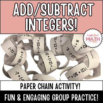Preview of Self-Check Activity: Adding and Subtracting Integers | Paper Chain | Décor