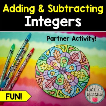 Preview of Adding and Subtracting Integers Partner Coloring Activity