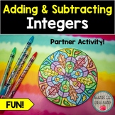Adding and Subtracting Integers Partner Coloring Activity