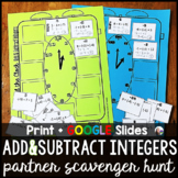 Adding and Subtracting Integers Math Partner Scavenger Hun