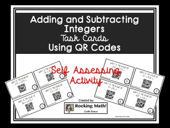 Preview of Adding and Subtracting Integers QR Code Task Cards