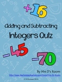 Adding and Subtracting Integers Quiz