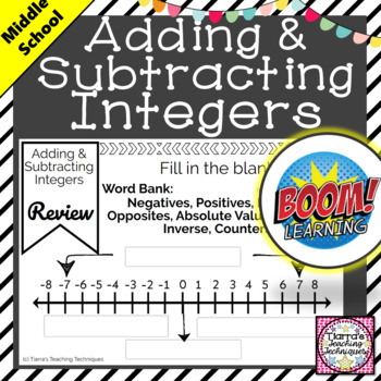 Preview of Adding and Subtracting Integers Review BOOM Cards