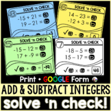 Adding and Subtracting Integers Solve 'n Check! Math Tasks