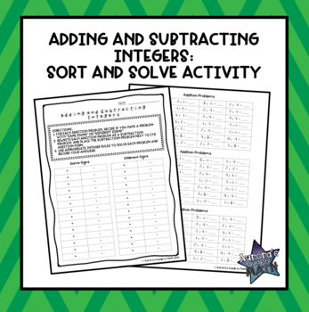 Preview of Adding and Subtracting Integers: Sort and Solve