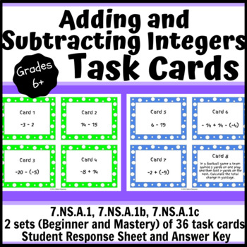 Preview of Adding and Subtracting Integers Task Cards