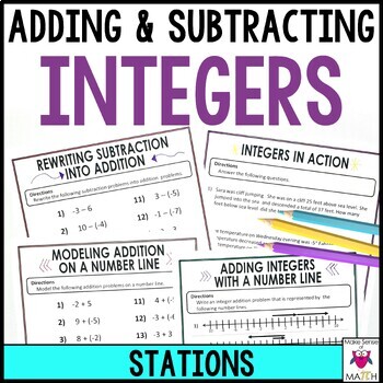 Preview of Adding and Subtracting Integers Stations Activity  | Integers on a Number Line