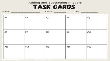 Preview of Adding and Subtracting Integers Task Cards