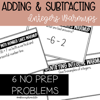 Preview of Adding and Subtracting Integers Warmups for 7th Grade Math | Middle School