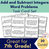 Adding and Subtracting Integers Word Problems Task Cards 7