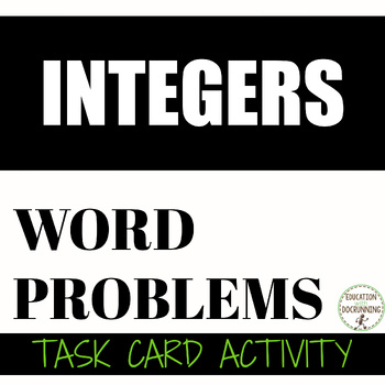 Preview of Integers activity Adding and Subtracting Word Problem Task Card